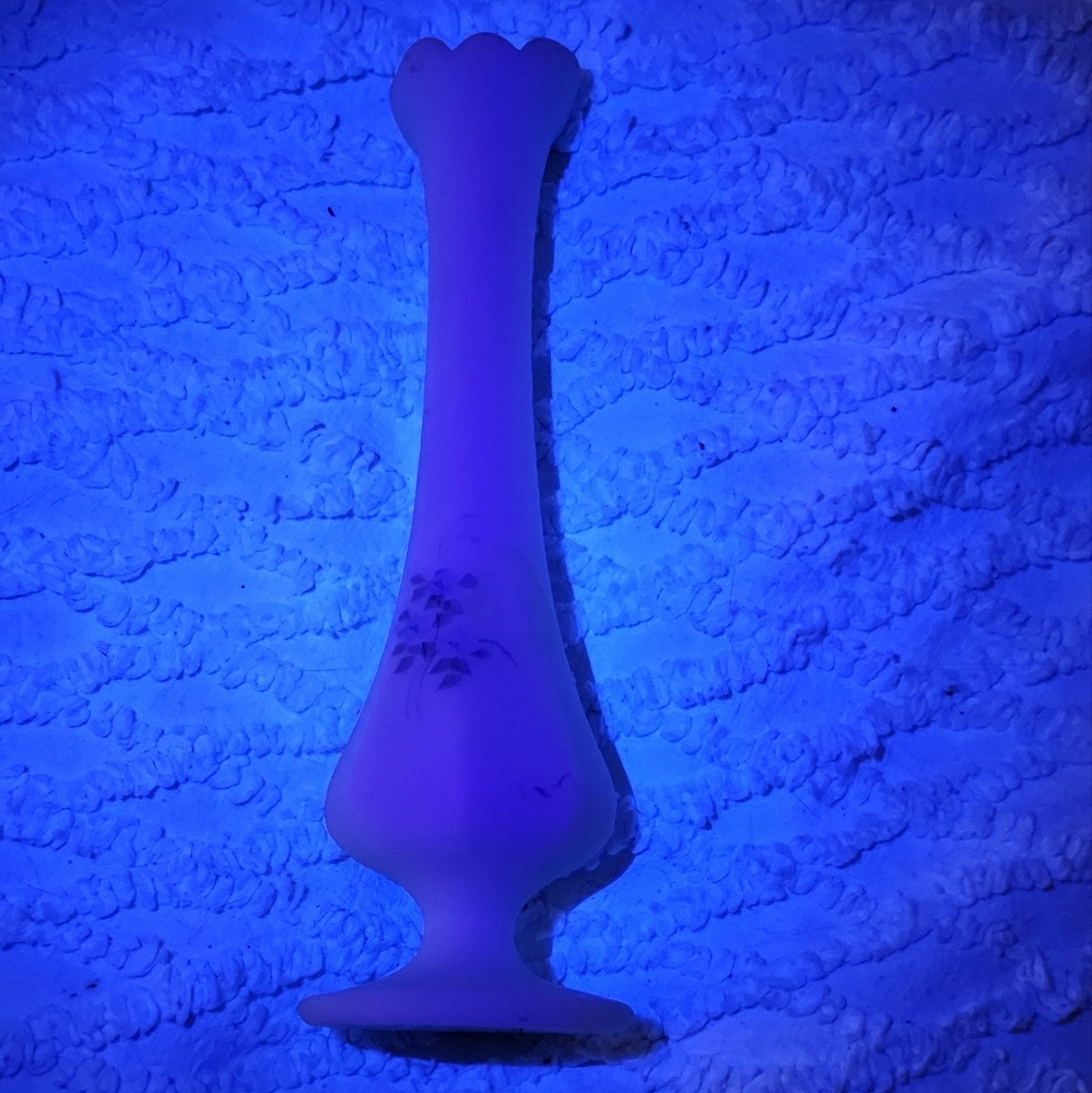 Fenton Elegant Blue Vase with Floral Design